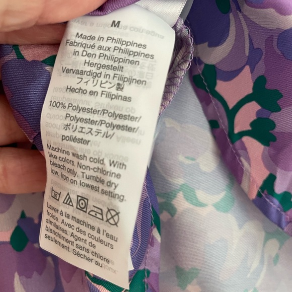 J Crew Collection Pink Purple Lilac Ratti Floral tie bow neck Blouse size M NWT - Picture 7 of 7